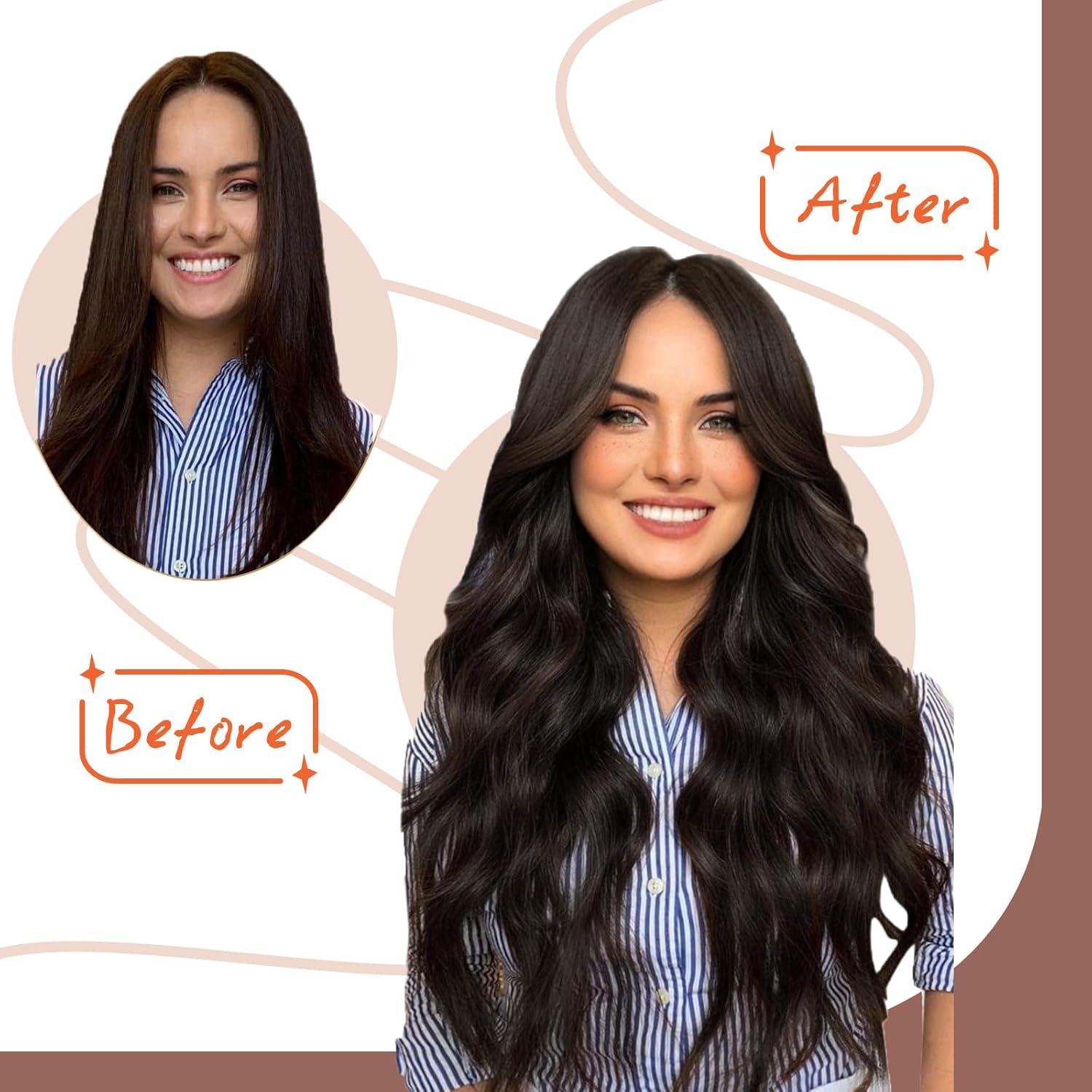 image2 PacksSunny Hair Clip in Hair Extensions Brown Human Hair Clip in Extensions Darkest Brown Tape in Hair Extensions Human Hair 16 Inch