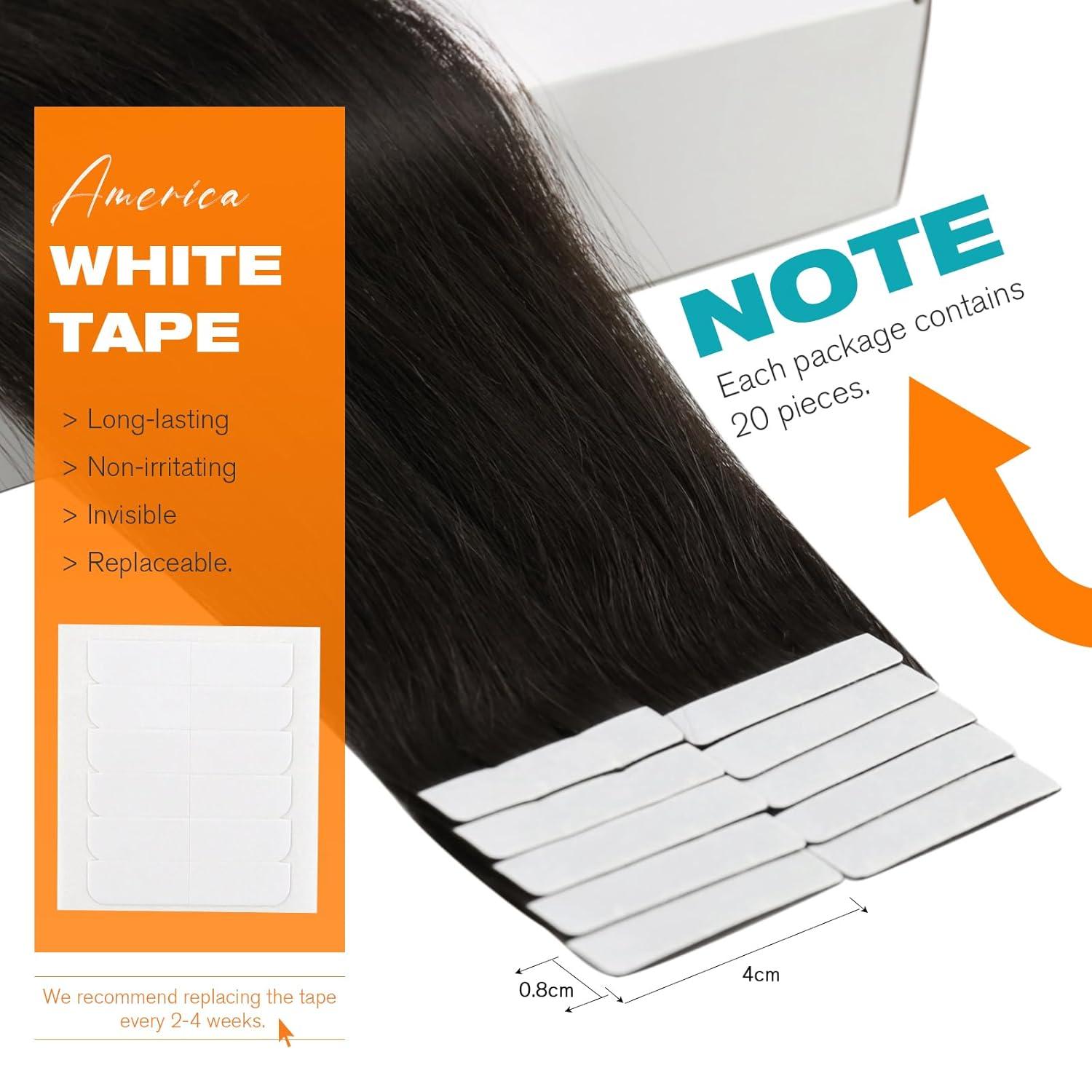 imageSunny Hair 20Pcs 50g 16inch Black Brown Balayage Ash Blonde Remy Hair Bundle Tape in Hair Extensions with Darkest Brown Remy Hair Extensions Tape in Human Hair 2 Packs