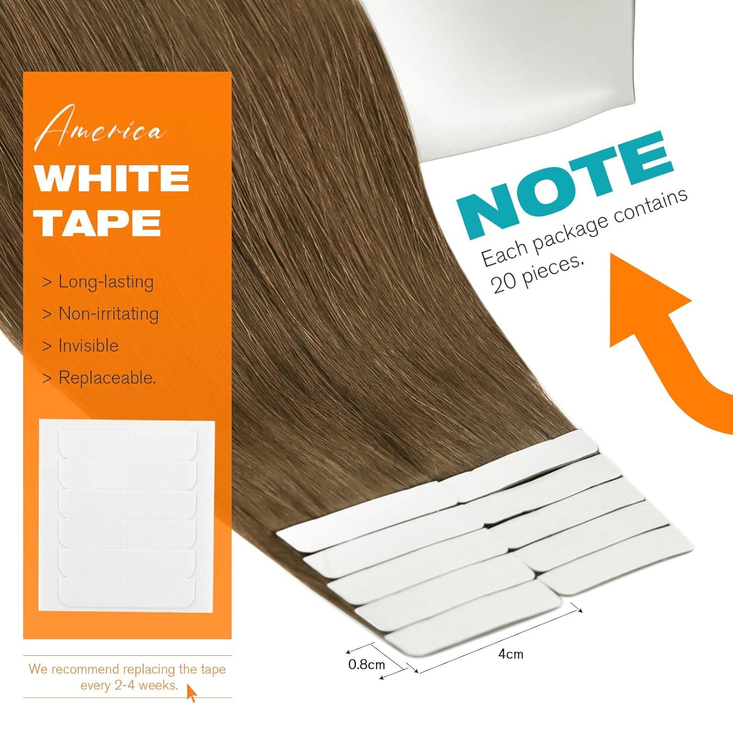 imageSunny Hair 20Pcs 50g 16inchBrown Balayage Ash Blonde Human Hair Extensions Bundle Tape in Hair Extensions with Light Brown Human Hair Tape Extensions 2 Packs