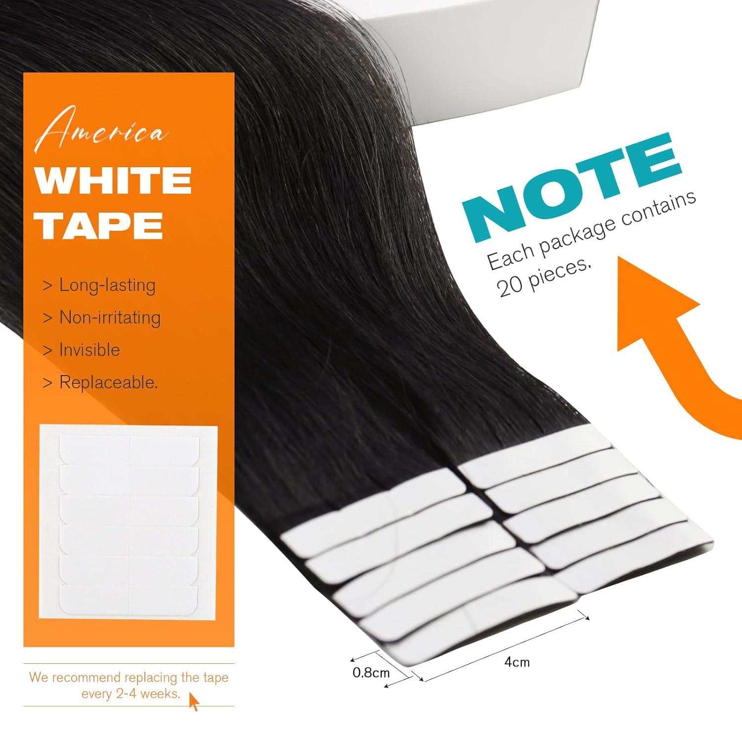 imageSunny Hair Black Tape in Hair Extensions 20inch Natural Black Bundle with Sunny Hair Genius Weft Hair Extensions 18inch Jet Black Straight Remy Hair 50g60g
