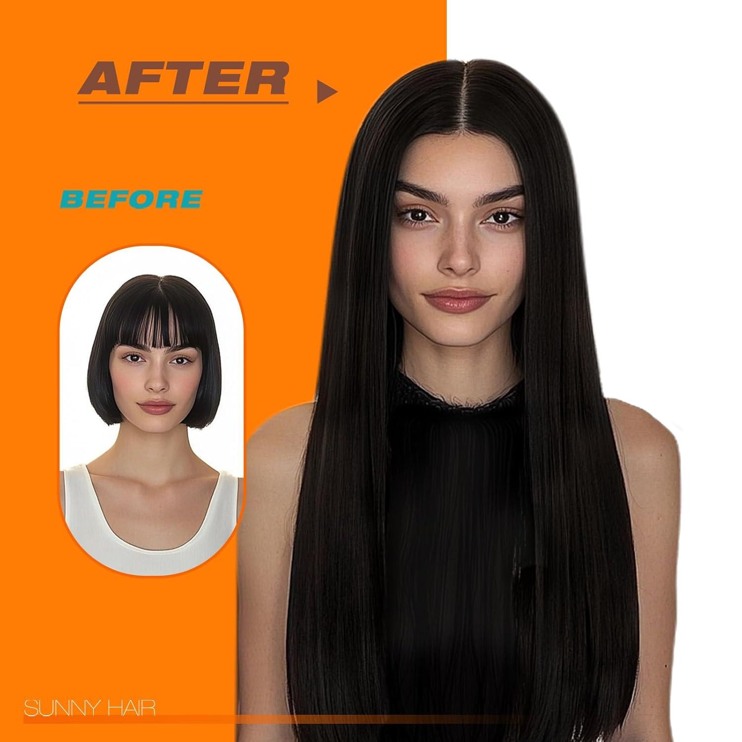 imageSunny Hair Tape in Hair Extensions Human Hair Dark Brown Tape in Extensions 26inch Hair Extensions Real Human Hair Tape in 50g
