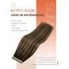 2 Packs Sunny Hair Tape in Extensions Real Human Hair Cool Brown Balayage Light Brown with Highlight Bundle with Tape in Extensions Dark Brown Root to Caramel Blonde Balayage18inch 40pcs 100G