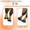 [2 Packs] Sunny Itip Hair Extensions Dark Brown to Ash Brown Highlight Medium Blonde Bundle with Tape in Hair Extensions Same Color 16inch