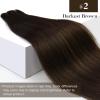 2 Packs Sunny Tape in Hair Extensions 50g 20pcs 14inch and Sunny Weft Hair Extensions 14Inch 70G Bundle Real Human Hair #2 Darkest Brown Hair Extensions