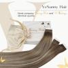 2Packs 145g Ve Sunny Brown Balayage Tape in Hair Extensions Human Hair and Sunny Clip in Hair Extensions Dark Brown Ombre Light Brown with Blonde Balayage Human Hair Extensions 18inch