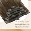 2Packs 145g Ve Sunny Brown Balayage Tape in Hair Extensions Human Hair and Sunny Clip in Hair Extensions Dark Brown Ombre Light Brown with Blonde Balayage Human Hair Extensions 18inch