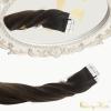 2Packs 80g Sunny & Ve Sunny Brown Tape in Hair Extensions Human Hair Brown Ombre Tape in Hair Extensions Human Hair Dark Brown to Medium Brown Balayage Tape on Hair Extensions 12inch+ 14inch