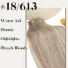 2Packs Sunny Tape in Hair Extensions and 3pcs Clip in Hair Extensions Ash Blonde 70g