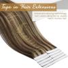 2packs 100g Sunny Tape in Hair Extensions Human Hair Brown Highlights Tape in Hair Extensions Chocolate Brown Highlighted Caramel Blonde