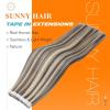 Add Volume 2 Packs of Sunny Weft Hair Extensions and Tape in Hair Extensions Light Brown Highlights Platinum Blonde #P8A/60 For Wedding