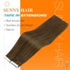 Sunny 2 Pack Total 100G Tape Hair Extensions Real Human Hair Light Brown 20inch
