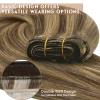 Sunny 22″ Bundle: Total 185g, Brown Tape in Extensions Real Human Hair 50g + Weft Human Hair Extensions Highlight 135g, Dark Brown Highlight Caramel Blonde