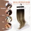 Sunny Clip in Hair Extensions 18inch Bundle Ve Sunny Tape in Hair Extensions Real Human hair Dark Brown with Ash Brown
