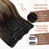 Sunny Clip in Hair Extensions 18inch Bundle Ve Sunny Tape in Hair Extensions Real Human hair Dark Brown with Ash Brown