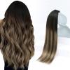 Sunny Hair 20Pcs 50g 16inchBrown Balayage Ash Blonde Human Hair Extensions Bundle Tape in Hair Extensions with Light Brown Human Hair Tape Extensions 2 Packs