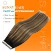 Sunny Hair 20Pcs 50g 18inch Black Brown Balayage Caramel Blonde Hair Bundle Tape in Hair Extensions with Light Brown Hair Extensions Tape in Human Hair 2 Packs