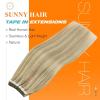 Sunny Hair Tape in Hair Extensions Real Human Hair Invisible Remy Hair Extensions Tape ins for Women Dark Blonde Highlights Light Blonde 16 inch 20Pcs 50G