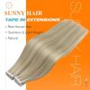 Sunny Hair Tape in Hair Extensions Real Human Hair Invisible Remy Hair Extensions Tape ins for Women Golden Blonde Highlight Medium Blonde 16 inch 20Pcs 50G