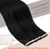 Sunny Replacement American White Tape for Hair Extensions Adhesive 12 Pieces(4cm x 0.8cm Pre Piece) Bundle Tape in Hair Extensions Jet Black 22inch 50g
