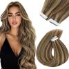 Sunny Tape in Hair Extensions Human Hair Brown Highlight Bundle Ve Sunny Tape in Hair Extensions 20pcs 30g 12in