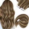 Sunny Tape in Hair Extensions Human Hair Brown Highlight Tape in Extensions and Clip in Hair Extensions Brown Balayage