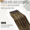 Sunny Tape in Hair Extensions Human Hair and Wire Hair Extensions Dark Brown Mix Caramel Blonde Real Human Hair 18+18inch