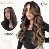 Sunny Tape in Hair Extensions Human Hair and Wire Hair Extensions Dark Brown Mix Caramel Blonde Real Human Hair 18+18inch