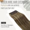 Sunny Tape in Hair Extensions Human Hair and Wire Hair Extensions Dark Brown Mix Caramel Blonde Real Human Hair 20+20inch