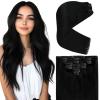 Ve Sunny 2 Pack Total 170G Clip in & Tape in Hair Extensions Real Human Hair Black 20 inch