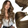130g 24inch Chocolate Brown Balayage Hair Extensions Bundle Tape in Extensions with Genius Weft Hair Extensions Human Hair 2 Packs