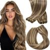[2 Packs Bundle] Sunny Hair Tape in Hair Extensions Highlights 18inch 50g + Sew in Hair Extensions Brown Blonde 20inch 100g