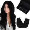 [2 Packs Bundle] Sunny Hair Tape in Hair Extensions Jet Black #1 18in+ Clip in Hair Extensions 3pcs 80g 18inch #1