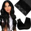 [2 Packs Bundle] Tape in Hair Extensions 12in 30g+ Clip in Hair Extensions 3pcs Black 14inch