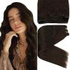 2 Packs Sunny Tape in Hair Extensions 50g 20pcs 14inch and Sunny Weft Hair Extensions 14Inch 70G Bundle Real Human Hair #2 Darkest Brown Hair Extensions