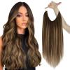 2 Packs: Tape in Hair Extensions 18inch and Wire Hair Extensions 16inch Dark Brown with Caramel Blonde 130g