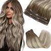 2Packs Sunny Tape in Hair Extensions and 3pcs Clip in Hair Extensions Brown Blonde 70g