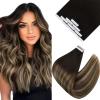 Sunny Clip in Hair Extensions 18inch Bundle Ve Sunny Tape in Hair Extensions Real Human hair Dark Brown with Ash Brown