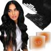 Sunny Hair 14inch 140G Black Clip in Hair Extensions with Tape in Hair Extensions Human Hair Pack of 2