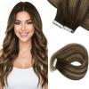 Sunny Hair Tape in Extensions for Women Real Hair 40Pcs 16 Inch 100g Tape in Hair Extensions Human Hair Dark Brown Balayage Caramel Blonde Hair Extensions Straight Tape in