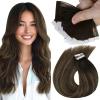 Sunny Hair Tape in Hair Extensions 10pcs #2/2/6 Dark Brown Ombre Medium Brown Balayage Bundle with Tape in Human Hair Extensions 20pcs #2/2/6 18inch