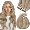Sunny Hair Tape in Hair Extensions Color#1 Jet Black 22inch Bundle with Color#18/613 Ash Blonde Highlight Bleach Blonde 20inch