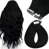 Sunny Hair Tape in Hair Extensions Color#2/2/6 Darkest Brown Ombre Medium Brown Balayage 18inch Bundle with Color#1 Jet Black 18inch