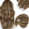 Sunny Tape in Hair Extensions Human Hair Brown Highlight Tape in Extensions and Clip in Hair Extensions Brown Balayage 24 inch