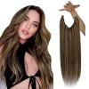 Sunny Tape in Hair Extensions Human Hair and Wire Hair Extensions Bundle Dark Brown Highlight Caramel Blond Human Hair 22+20nch
