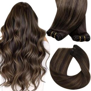 150g 18inch Dark Brown Balayage Hair Extensions Bundle Weft Hair Extensions Human Hair and Tape in Extensions