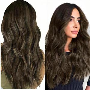 2Packs 80g Sunny & Ve Sunny Brown Tape in Hair Extensions Human Hair Brown Ombre Tape in Hair Extensions Human Hair Dark Brown to Medium Brown Balayage Tape on Hair Extensions 12inch+ 14inch
