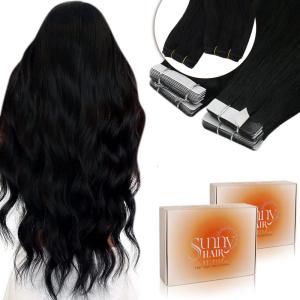 Pack of 2 Easy Style Changes Sew in Hair Extensions Bundle Tape in Hair Extensions Jet Black