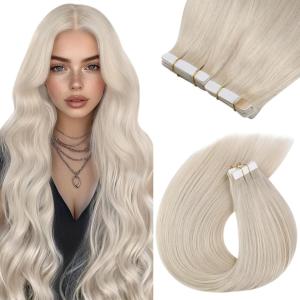 Sunny Hair Tape in Hair Extensions Color#1 Jet Black 22inch Bundle with Color#60 PLatinum Blonde 22inch