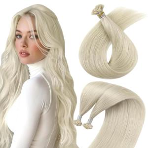 Sunny Ktip Hair Extensions Bundle with Tape in Hair Extensions Color#60 Platinum Blonde 16inch 50g+50g