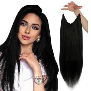 Sunny Tape in Hair Extensions Human Hair and Wire Hair Extensions Jet Black Real Human Hair 24+20inch